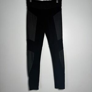 BCBGMAXAZRIA Black Glitter Paneled Stretch Leggings Women's Size S